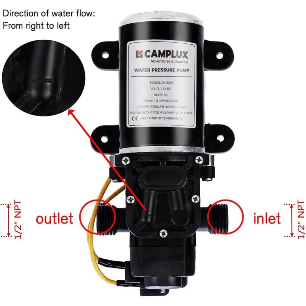 Camplux JK-3206P pompe à eau 12 V 6 L/min 65 PSI