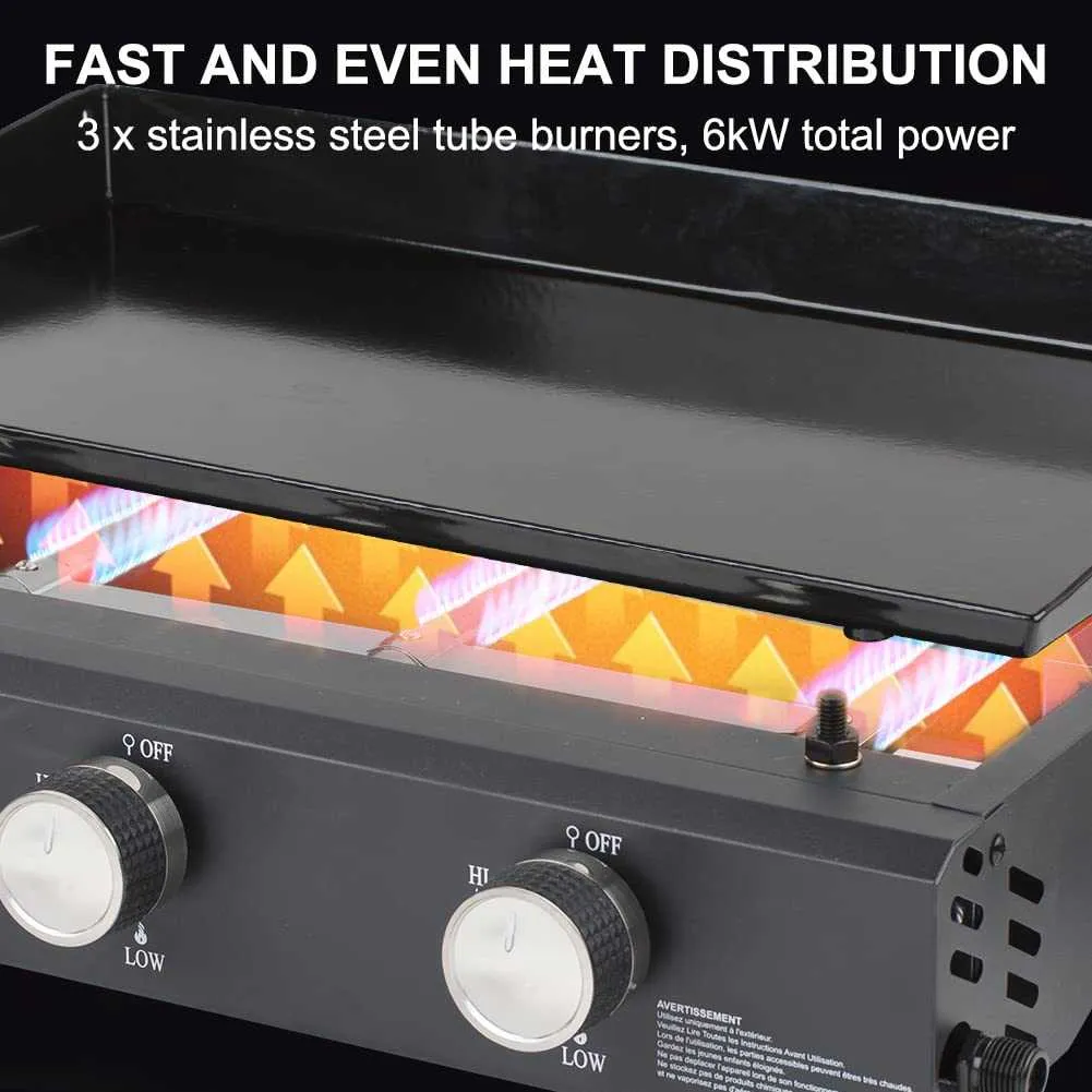 Camplux GP103B grill gaz plancha 3 feux noir 2220 cm²