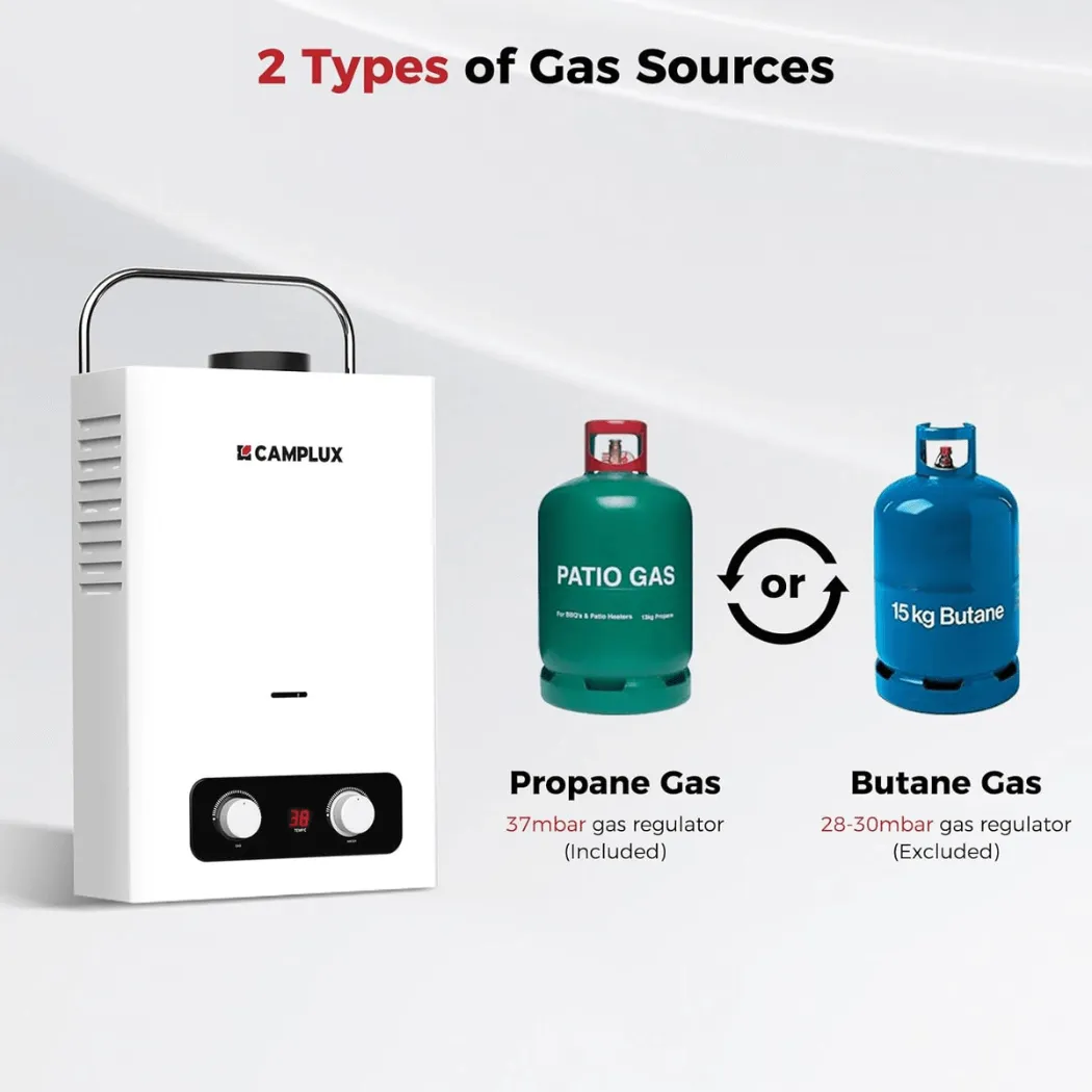 Camplux BD158 chauffe-eau gaz portable 6L 37 mbar