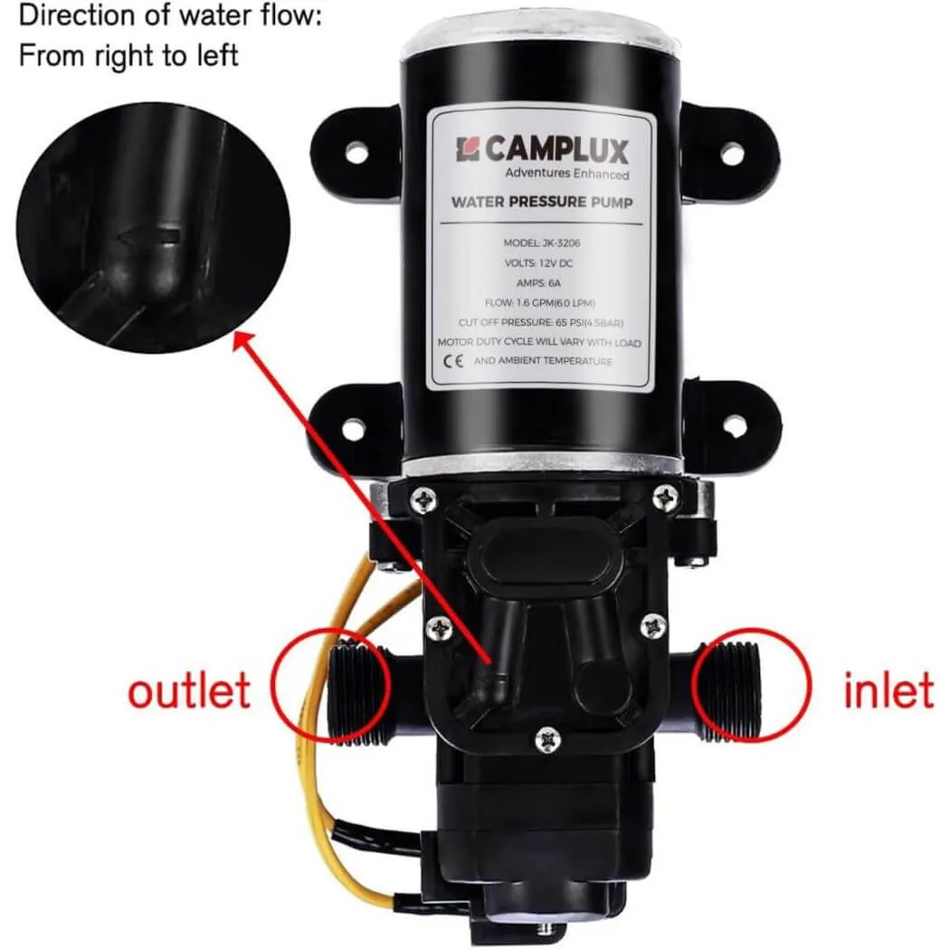 Camplux JK-3206 pompe à eau 12V 65 PSI 6 L/min