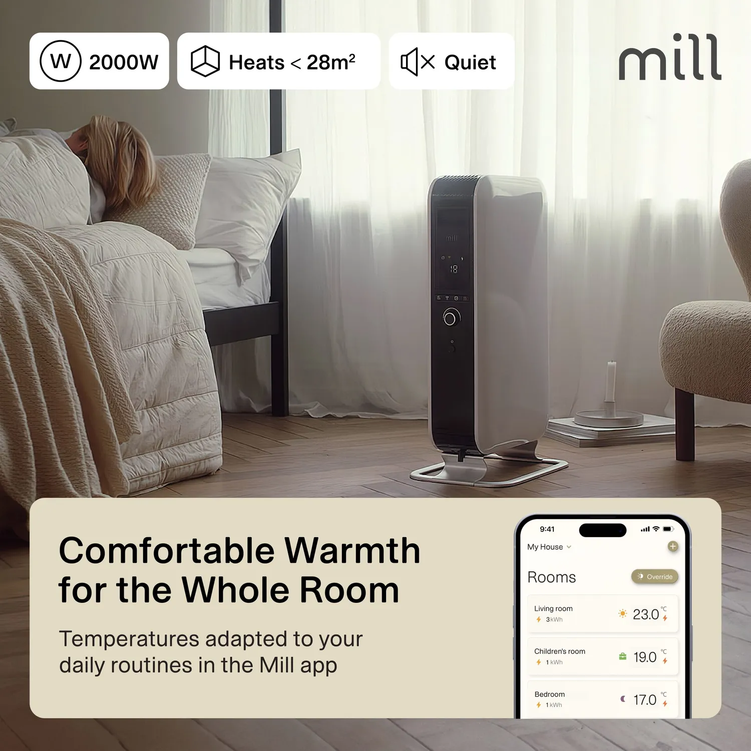 Mill Gentle Air radiateur bain d’huile 2000W blanc WiFi