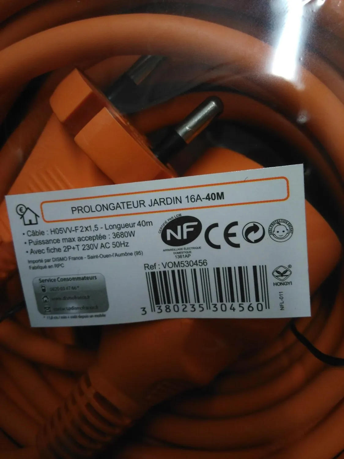 Voltman VOM530456 prolongateur 40 m orange 3680W